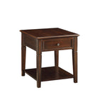 HomeRoots Table d'appoint rectangulaire de 24 po en bois manufacturé couleur noyer avec tiroir et étagère - 22