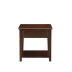 HomeRoots Table d'appoint rectangulaire de 24 po en bois manufacturé couleur noyer avec tiroir et étagère - 22