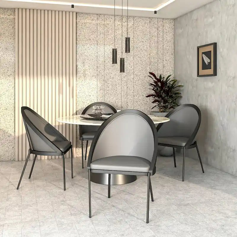 Chaise de salle à manger Urbane en similicuir et pieds en acier thermolaqué par LeisureMod