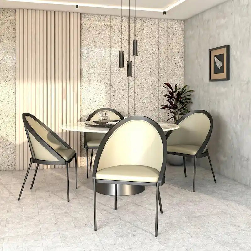 Chaise de salle à manger Urbane en similicuir et pieds en acier thermolaqué par LeisureMod