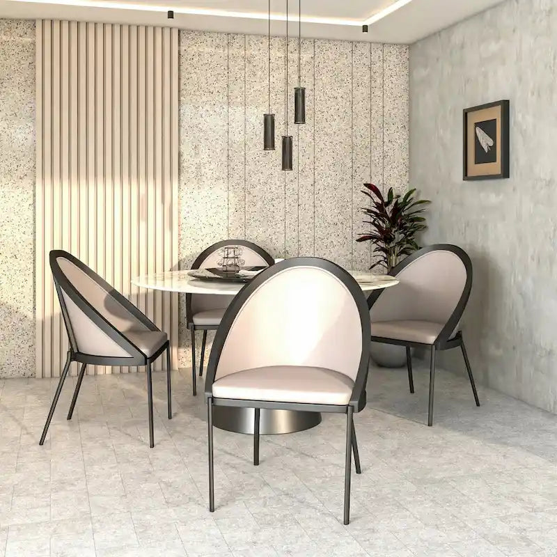 Chaise de salle à manger Urbane en similicuir et pieds en acier thermolaqué par LeisureMod