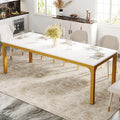 Table de salle à manger de 199,9 cm, grande table en bois avec pieds en métal pour salon, cuisine