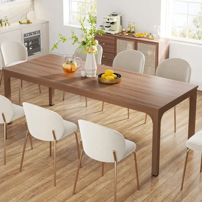 Table de salle à manger de 199,9 cm, grande table en bois avec pieds en métal pour salon, cuisine