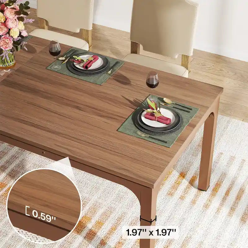 Table de salle à manger de 199,9 cm, grande table en bois avec pieds en métal pour salon, cuisine