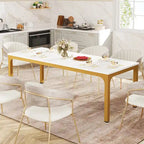 Table de salle à manger de 199,9 cm, grande table en bois avec pieds en métal pour salon, cuisine
