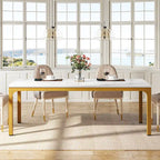 Table de salle à manger de 199,9 cm, grande table en bois avec pieds en métal pour salon, cuisine