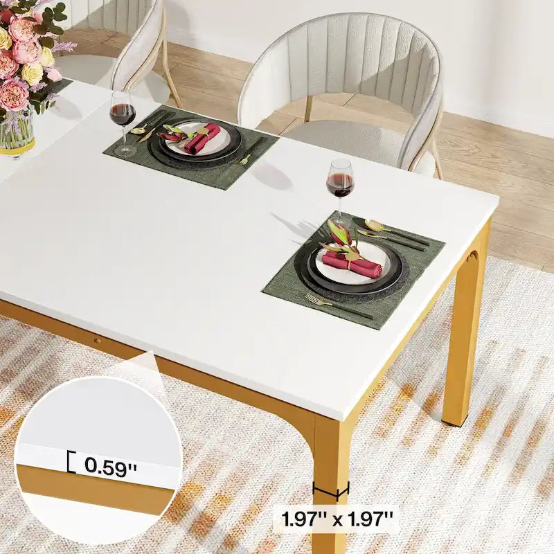 Table de salle à manger de 199,9 cm, grande table en bois avec pieds en métal pour salon, cuisine