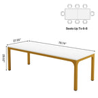 Table de salle à manger de 199,9 cm, grande table en bois avec pieds en métal pour salon, cuisine