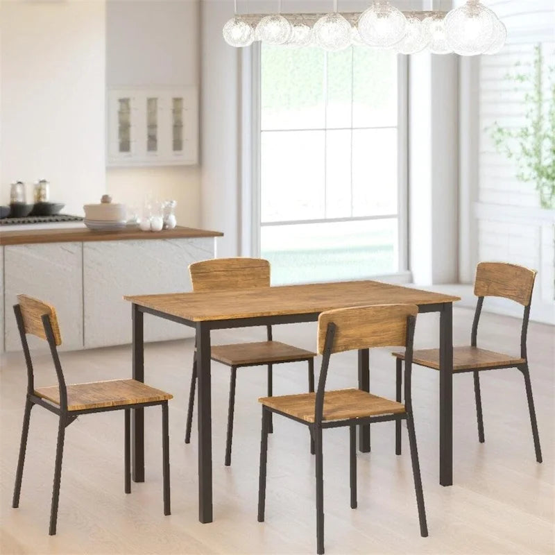 Ensemble table de salle à manger avec table de cuisine rectangulaire et chaises (lot de 5)