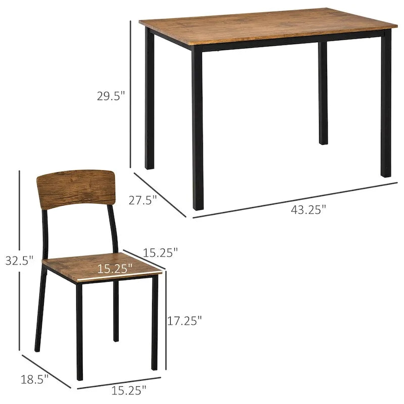 Ensemble table de salle à manger avec table de cuisine rectangulaire et chaises (lot de 5)