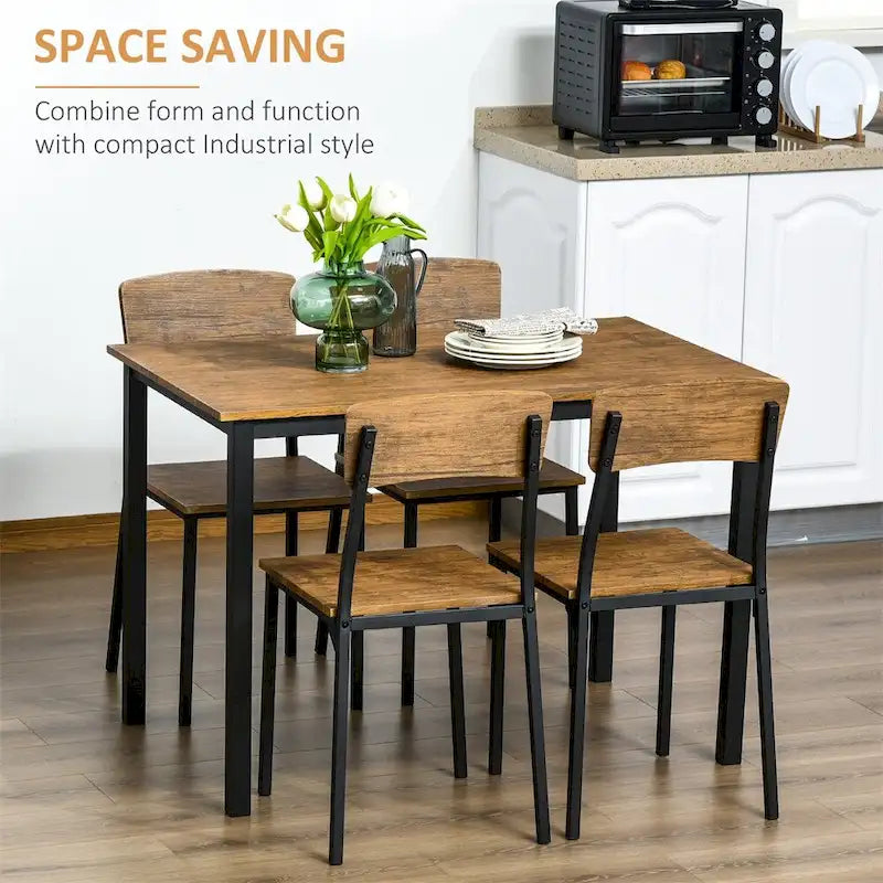 Ensemble table de salle à manger avec table de cuisine rectangulaire et chaises (lot de 5)