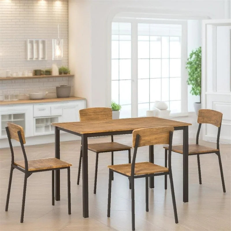 Ensemble table de salle à manger avec table de cuisine rectangulaire et chaises (lot de 5)