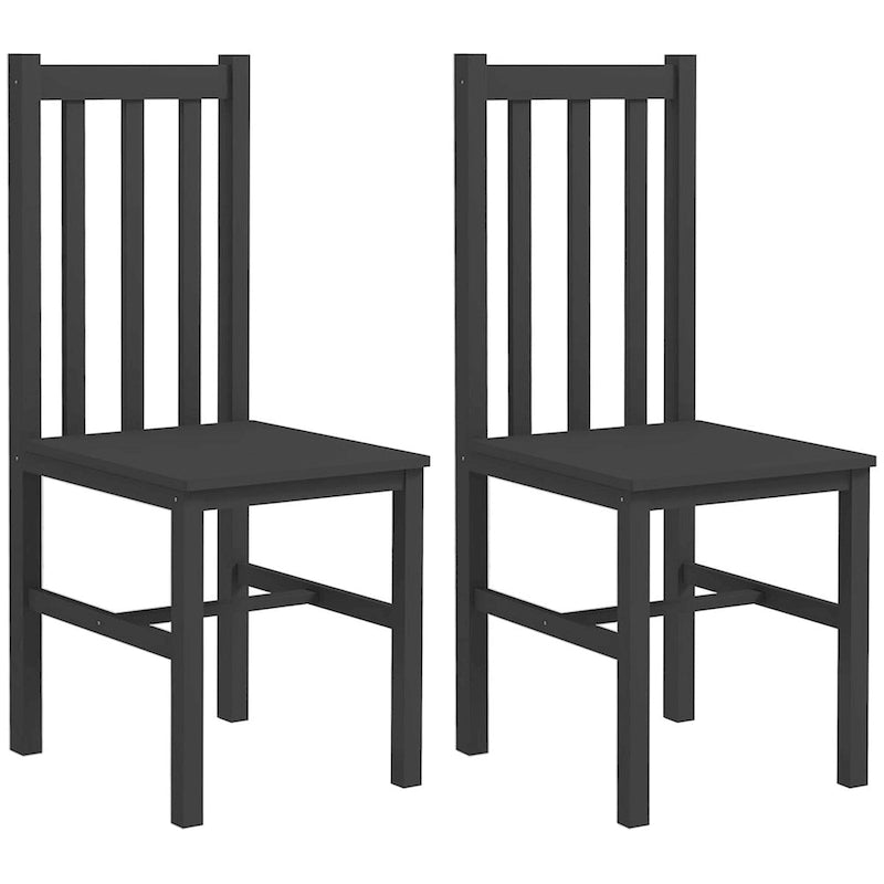 HOMCOM Chaises de salle à manger, lot de 2 chaises de cuisine et de salle à manger de style ferme avec dossier à lattes, assise en bois de pin pour le salon