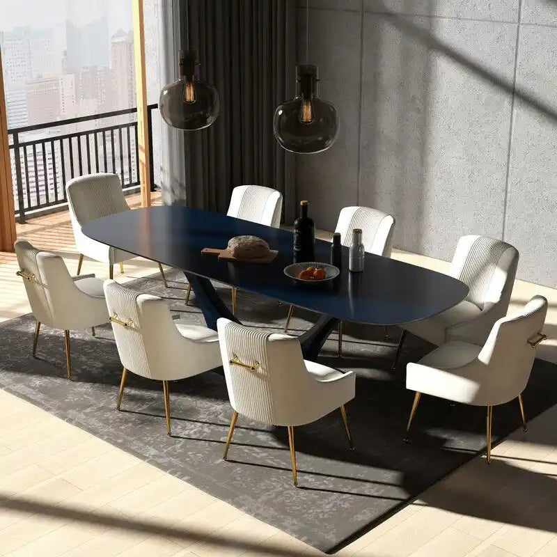 Lot de 8 chaises de salle à manger SEYNAR Modern Glam en velours, chaises capitonnées pour salon (sans table)