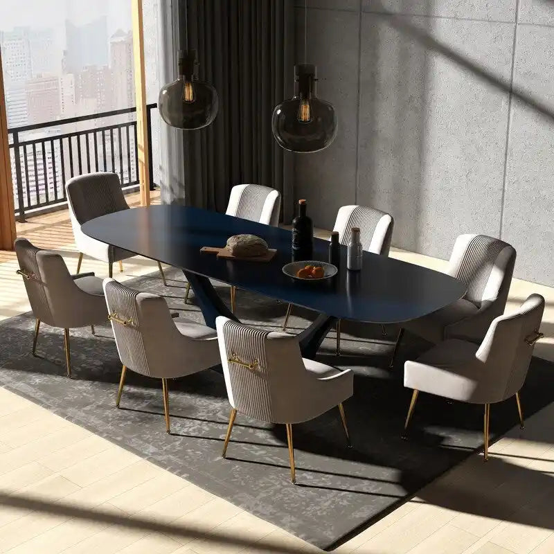 Lot de 8 chaises de salle à manger SEYNAR Modern Glam en velours, chaises capitonnées pour salon (sans table)