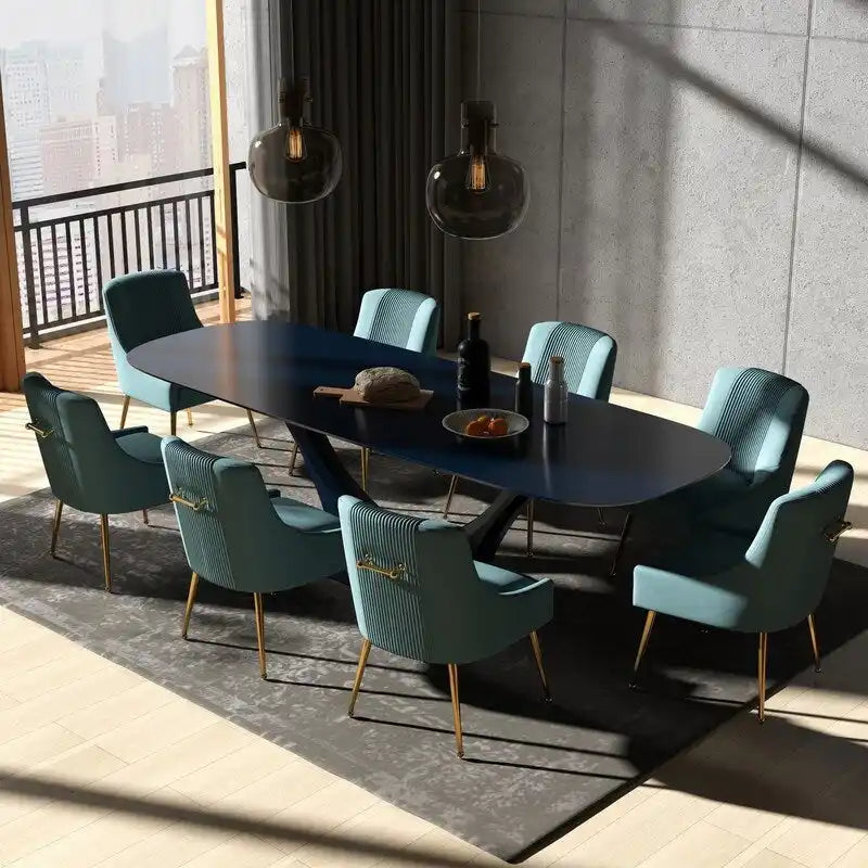 Lot de 8 chaises de salle à manger SEYNAR Modern Glam en velours, chaises capitonnées pour salon (sans table)