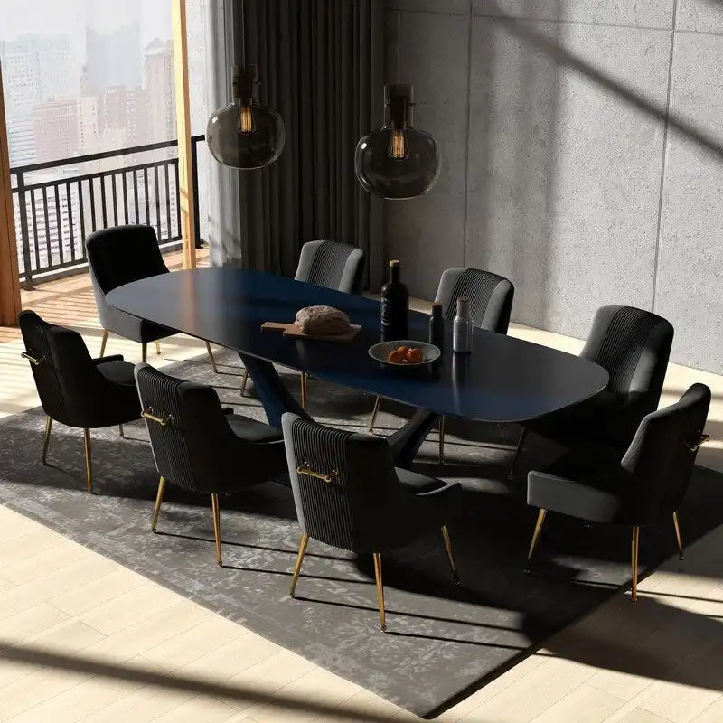 Lot de 8 chaises de salle à manger SEYNAR Modern Glam en velours, chaises capitonnées pour salon (sans table)