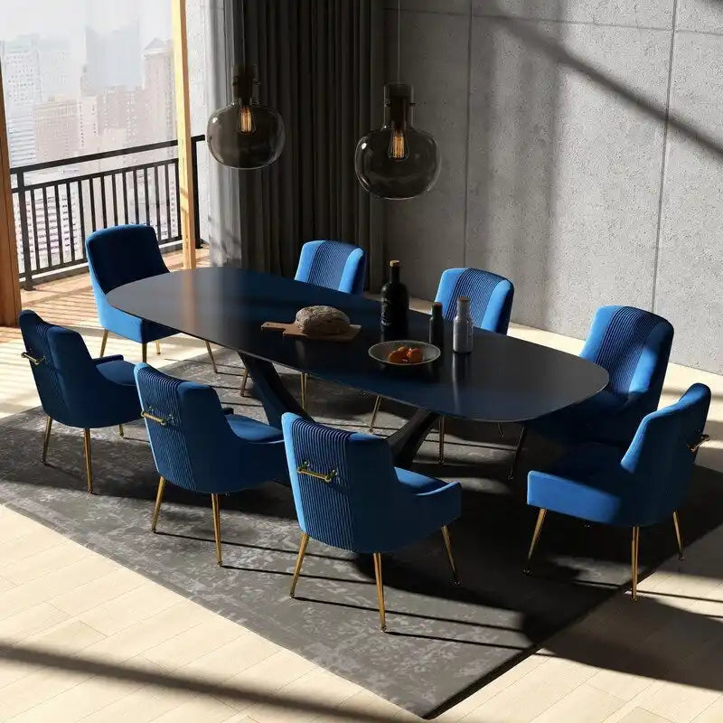 Lot de 8 chaises de salle à manger SEYNAR Modern Glam en velours, chaises capitonnées pour salon (sans table)