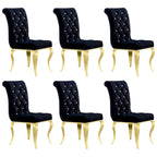 Chaises de salle à manger de luxe en velours noir avec pieds dorés polis