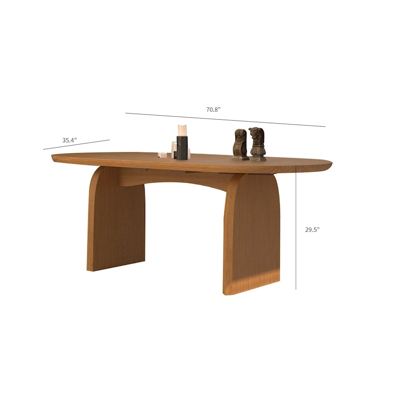 Table de salle à manger ovale moderne de 180 cm, Table de cuisine en bois massif pour 6 personnes - 180 x 90 cm