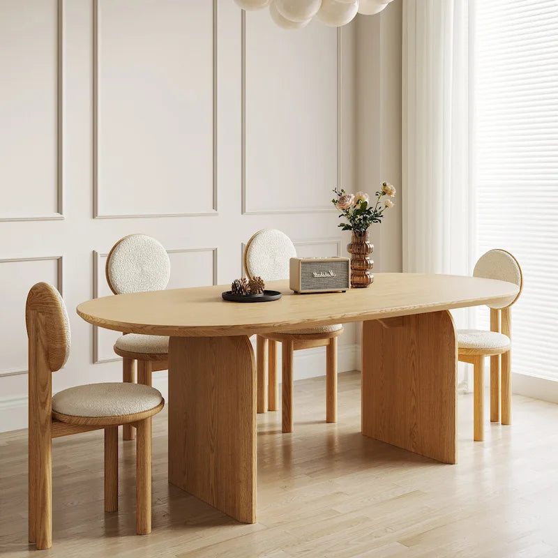 Table de salle à manger ovale moderne de 180 cm, Table de cuisine en bois massif pour 6 personnes - 180 x 90 cm