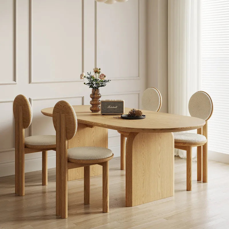 Table de salle à manger ovale moderne de 180 cm, Table de cuisine en bois massif pour 6 personnes - 180 x 90 cm