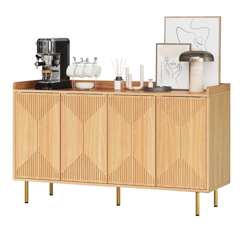 Buffet double Moasis avec étagère de rangement, meuble à 4 portes pour salon et cuisine