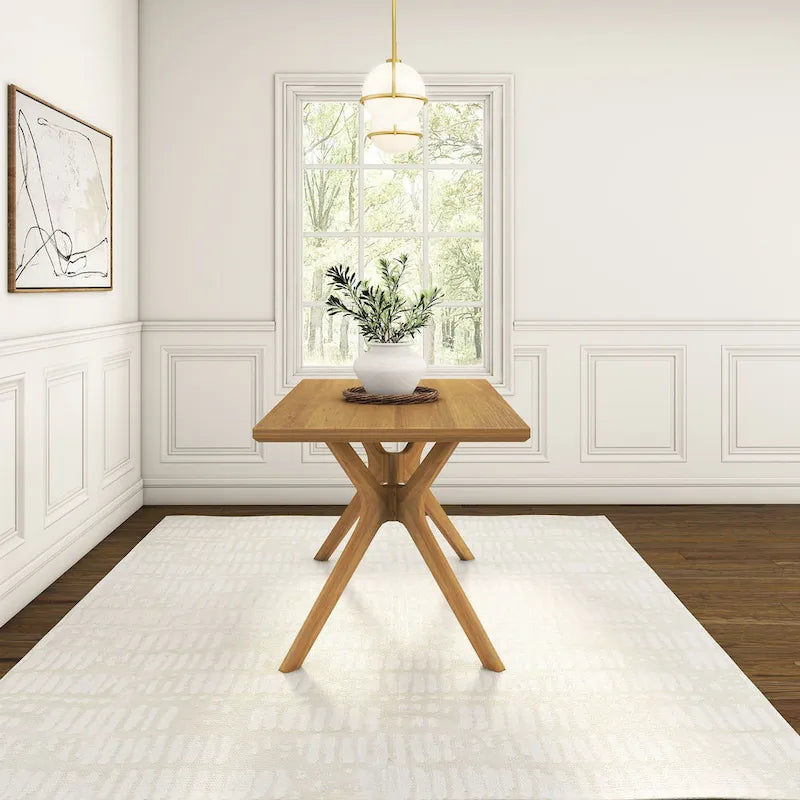 Table de salle à manger rectangulaire à chevrons, pieds croisés, 60 po