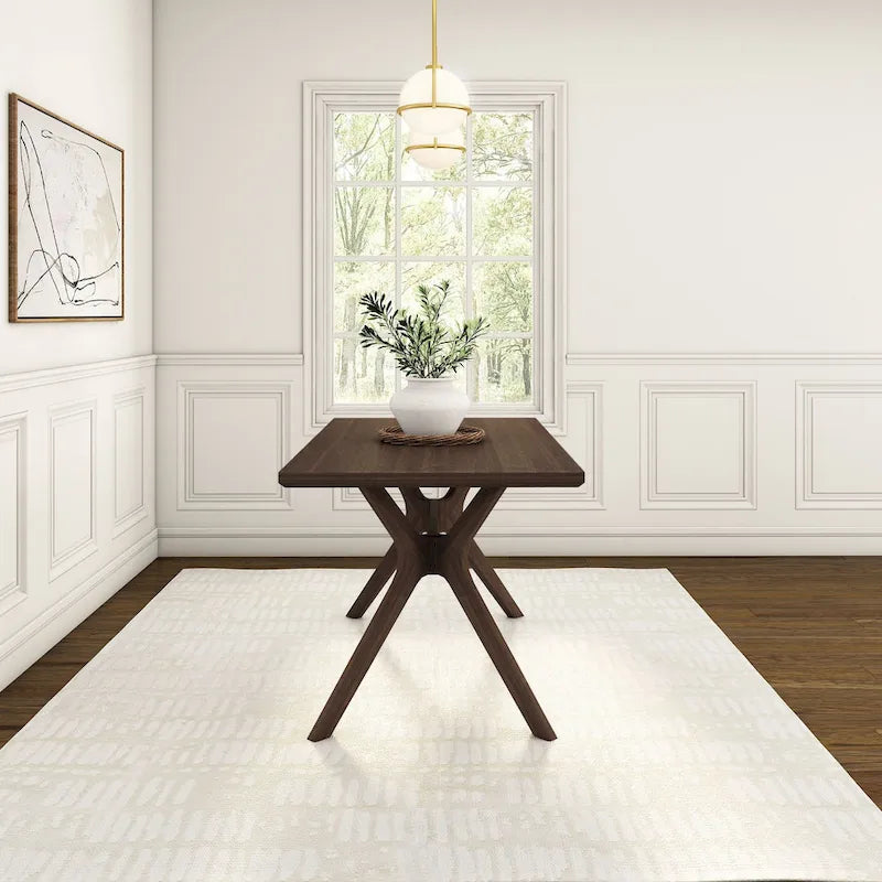 Table de salle à manger rectangulaire à chevrons, pieds croisés, 60 po