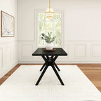 Table de salle à manger rectangulaire à chevrons, pieds croisés, 60 po