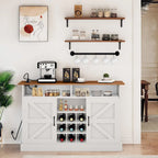Meuble de bar à café 52Farmhouse avec étagère flottante – 15,75P x 52L x 34H
