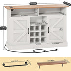 Meuble de bar à café 52Farmhouse avec étagère flottante – 15,75P x 52L x 34H