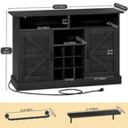 Meuble de bar à café 52Farmhouse avec étagère flottante – 15,75P x 52L x 34H