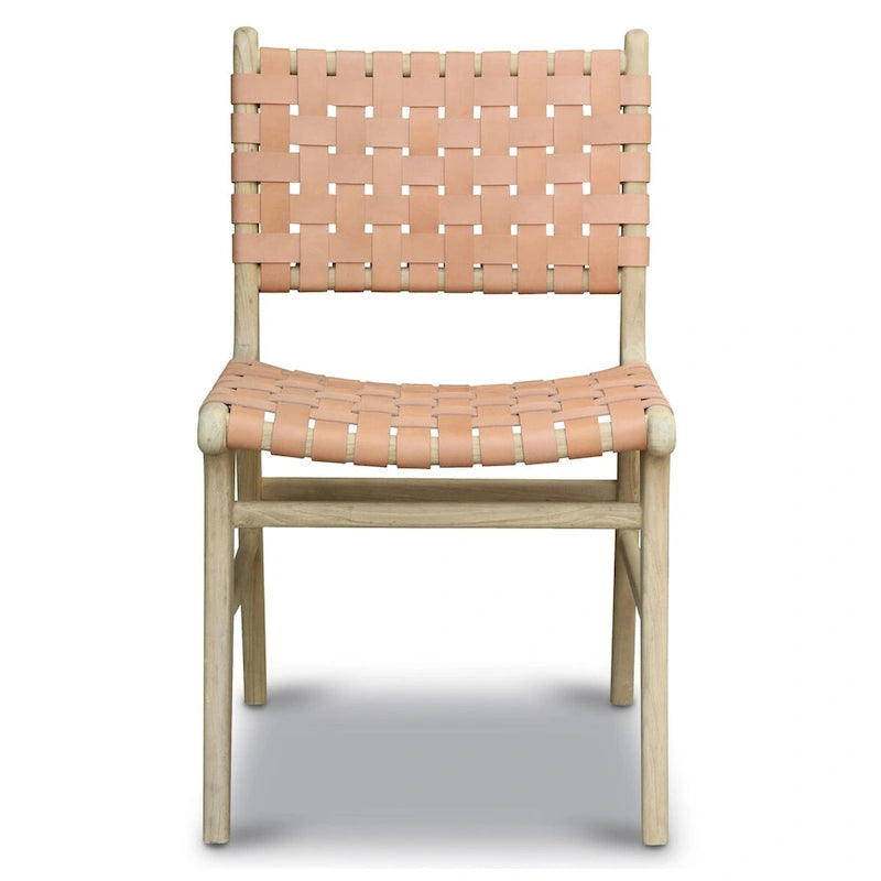 Chaise de salle à manger Poly and Bark Banda en teck et cuir - Cadre en bois de teck massif