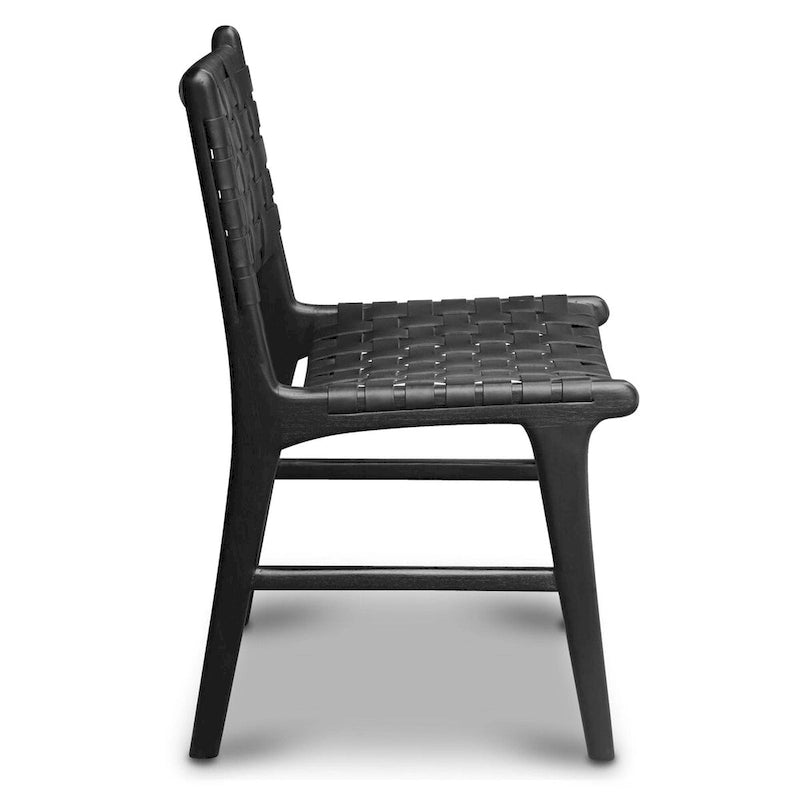Chaise de salle à manger Poly and Bark Banda en teck et cuir - Cadre en bois de teck massif