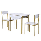 3 Piece Drop Leaf Dining Table Set, Modern Counter Height Round Dining Set with 2 Chairs, Wood Small Kitchen Table Set