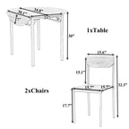 3 Piece Drop Leaf Dining Table Set, Modern Counter Height Round Dining Set with 2 Chairs, Wood Small Kitchen Table Set