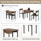 3 Piece Drop Leaf Dining Table Set, Modern Counter Height Round Dining Set with 2 Chairs, Wood Small Kitchen Table Set