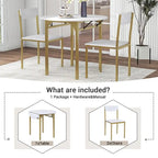 3 Piece Drop Leaf Dining Table Set, Modern Counter Height Round Dining Set with 2 Chairs, Wood Small Kitchen Table Set