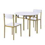 3 Piece Drop Leaf Dining Table Set, Modern Counter Height Round Dining Set with 2 Chairs, Wood Small Kitchen Table Set