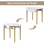 3 Piece Drop Leaf Dining Table Set, Modern Counter Height Round Dining Set with 2 Chairs, Wood Small Kitchen Table Set