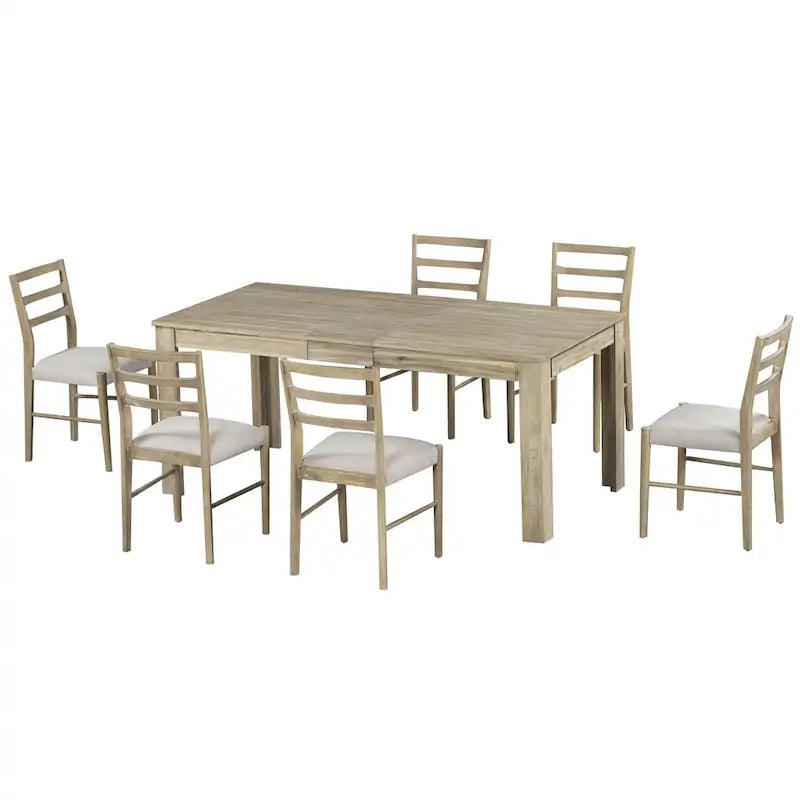Ensemble de salle à manger en bois 7 pièces avec rallonge de 12 pouces