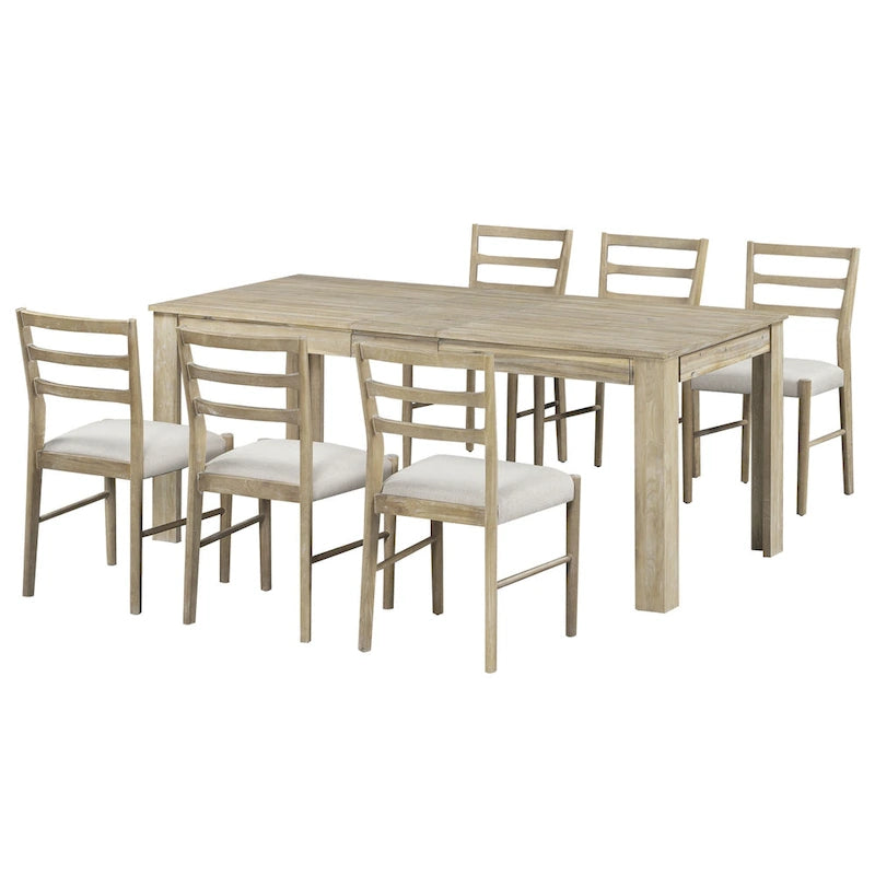Ensemble de salle à manger en bois 7 pièces avec rallonge de 12 pouces