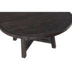 Table à rallonges ronde en bois massif de style industriel