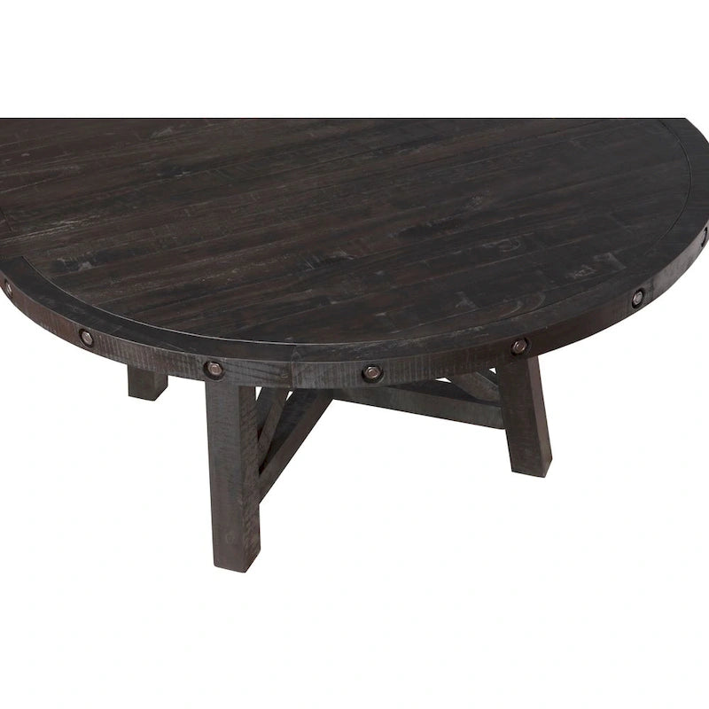 Table à rallonges ronde en bois massif de style industriel