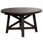 Table à rallonges ronde en bois massif de style industriel
