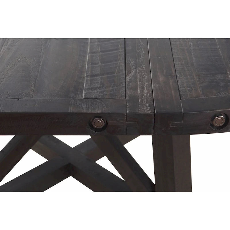 Table à rallonges ronde en bois massif de style industriel