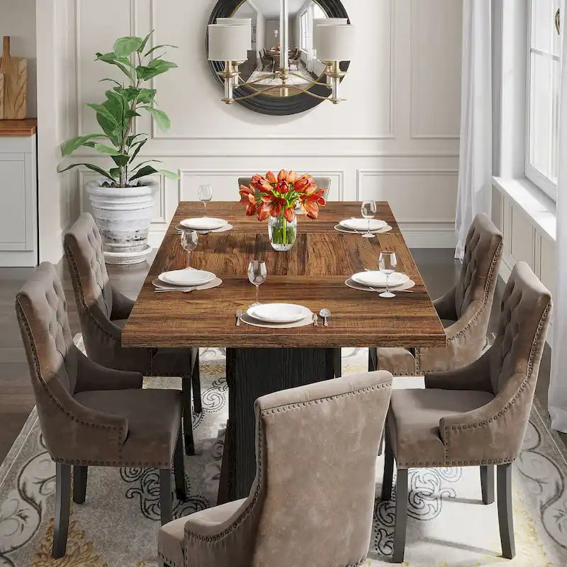 55 Dining Table with Rectangle Wood Top for Kitchen Dining Room