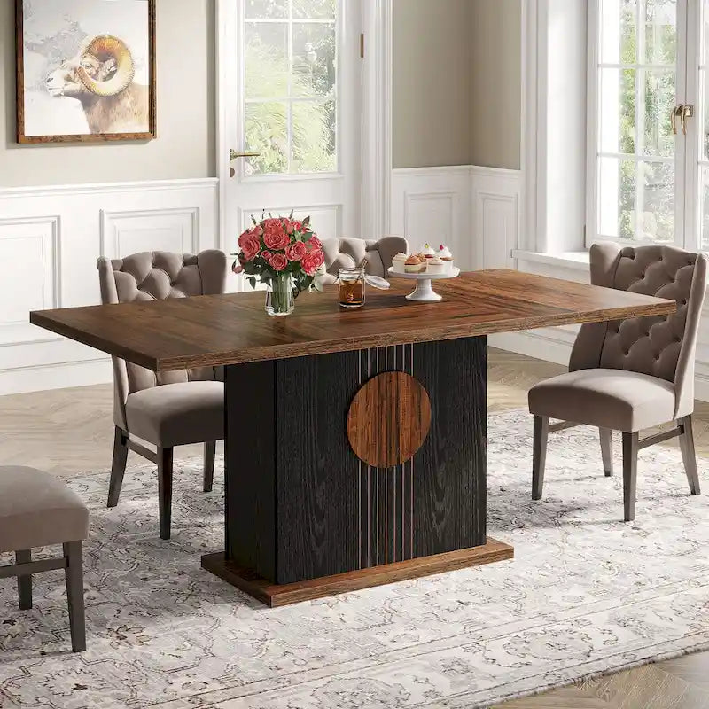 55 Dining Table with Rectangle Wood Top for Kitchen Dining Room