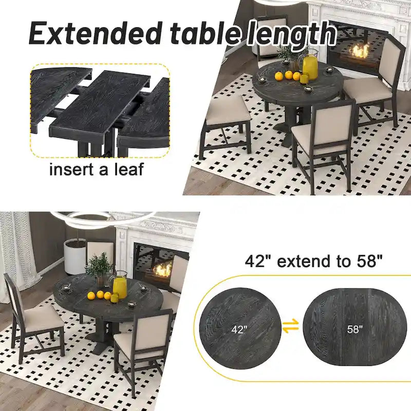 Table de salle à manger Nestfair de style rétro avec plateau extensible - S.O.